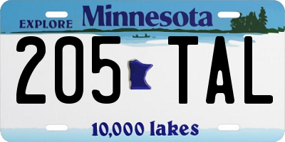 MN license plate 205TAL
