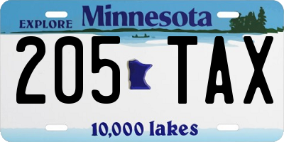 MN license plate 205TAX