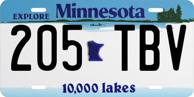 MN license plate 205TBV