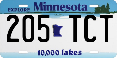 MN license plate 205TCT