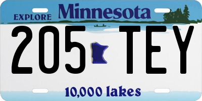 MN license plate 205TEY