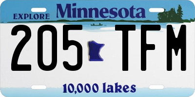 MN license plate 205TFM