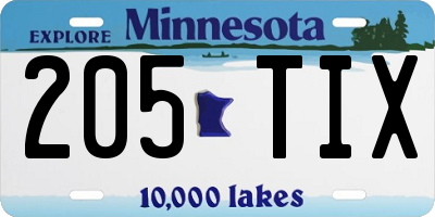 MN license plate 205TIX