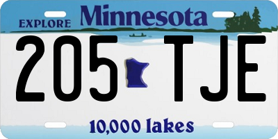 MN license plate 205TJE