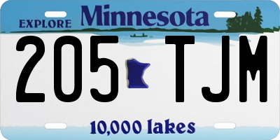 MN license plate 205TJM