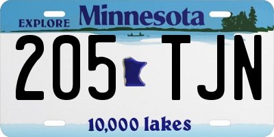 MN license plate 205TJN