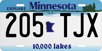 MN license plate 205TJX