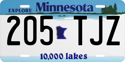 MN license plate 205TJZ