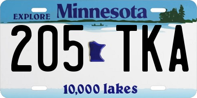 MN license plate 205TKA