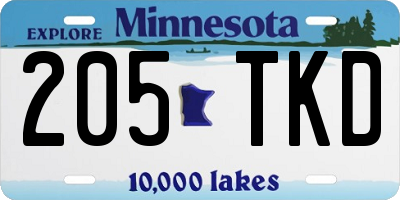 MN license plate 205TKD