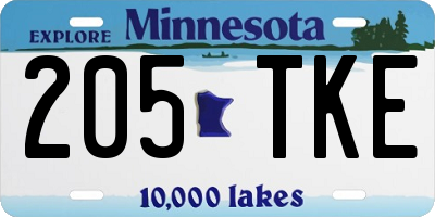 MN license plate 205TKE