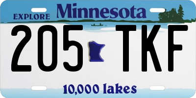 MN license plate 205TKF