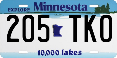 MN license plate 205TKO
