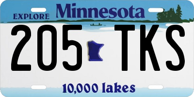 MN license plate 205TKS