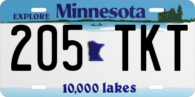 MN license plate 205TKT