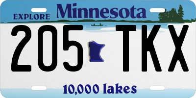MN license plate 205TKX