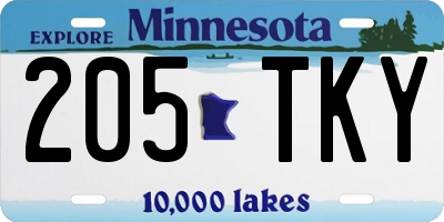 MN license plate 205TKY