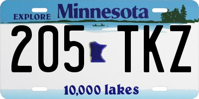 MN license plate 205TKZ
