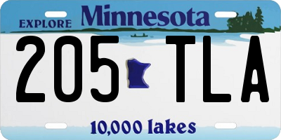 MN license plate 205TLA