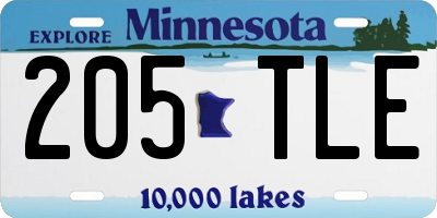 MN license plate 205TLE