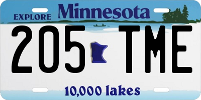 MN license plate 205TME