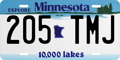 MN license plate 205TMJ