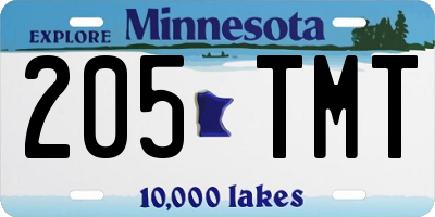 MN license plate 205TMT