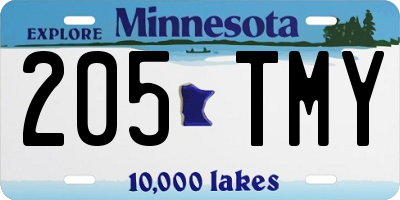 MN license plate 205TMY