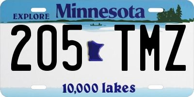 MN license plate 205TMZ