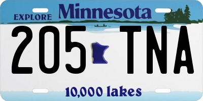 MN license plate 205TNA