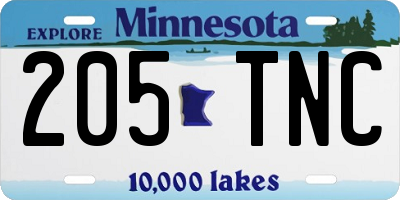 MN license plate 205TNC