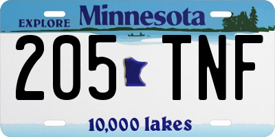 MN license plate 205TNF