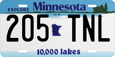 MN license plate 205TNL