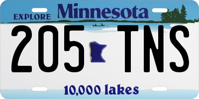 MN license plate 205TNS