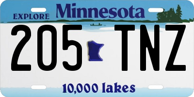MN license plate 205TNZ