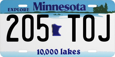 MN license plate 205TOJ