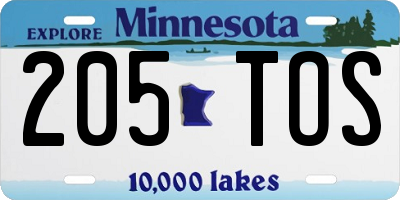 MN license plate 205TOS