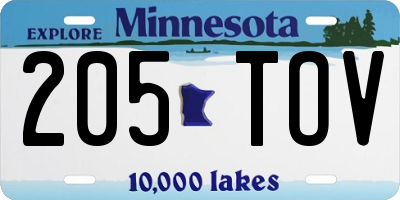 MN license plate 205TOV