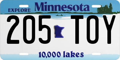 MN license plate 205TOY