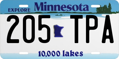 MN license plate 205TPA