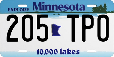 MN license plate 205TPO