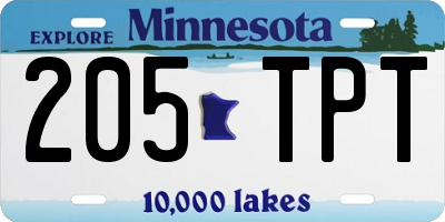 MN license plate 205TPT