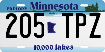 MN license plate 205TPZ