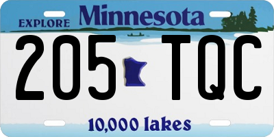 MN license plate 205TQC