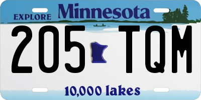 MN license plate 205TQM