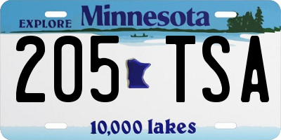 MN license plate 205TSA