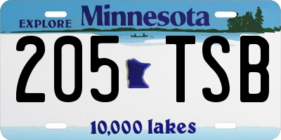 MN license plate 205TSB
