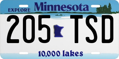 MN license plate 205TSD