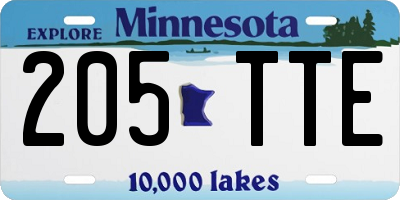 MN license plate 205TTE