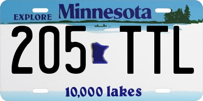 MN license plate 205TTL